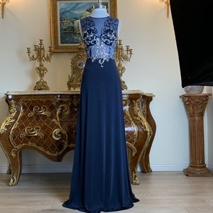 Women’s formal Rhinestone Illusion open back evening prom dress